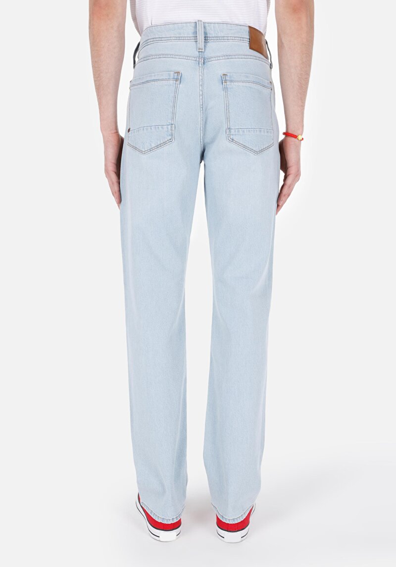 Afișați detalii pentru Regular Fit Talie Medie Picior Drept Blugi Indigo Pentru Bărbați