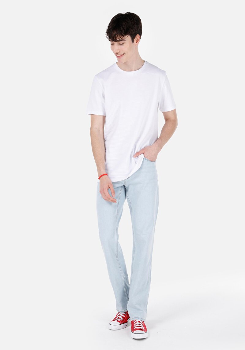 Imagine a Regular Fit Talie Medie Picior Drept Blugi Indigo Pentru Bărbați