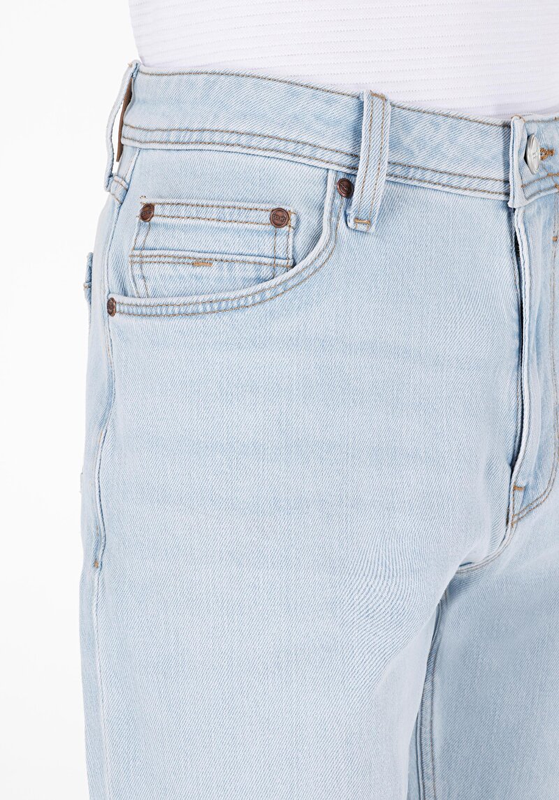 Afișați detalii pentru Regular Fit Talie Medie Picior Drept Blugi Indigo Pentru Bărbați