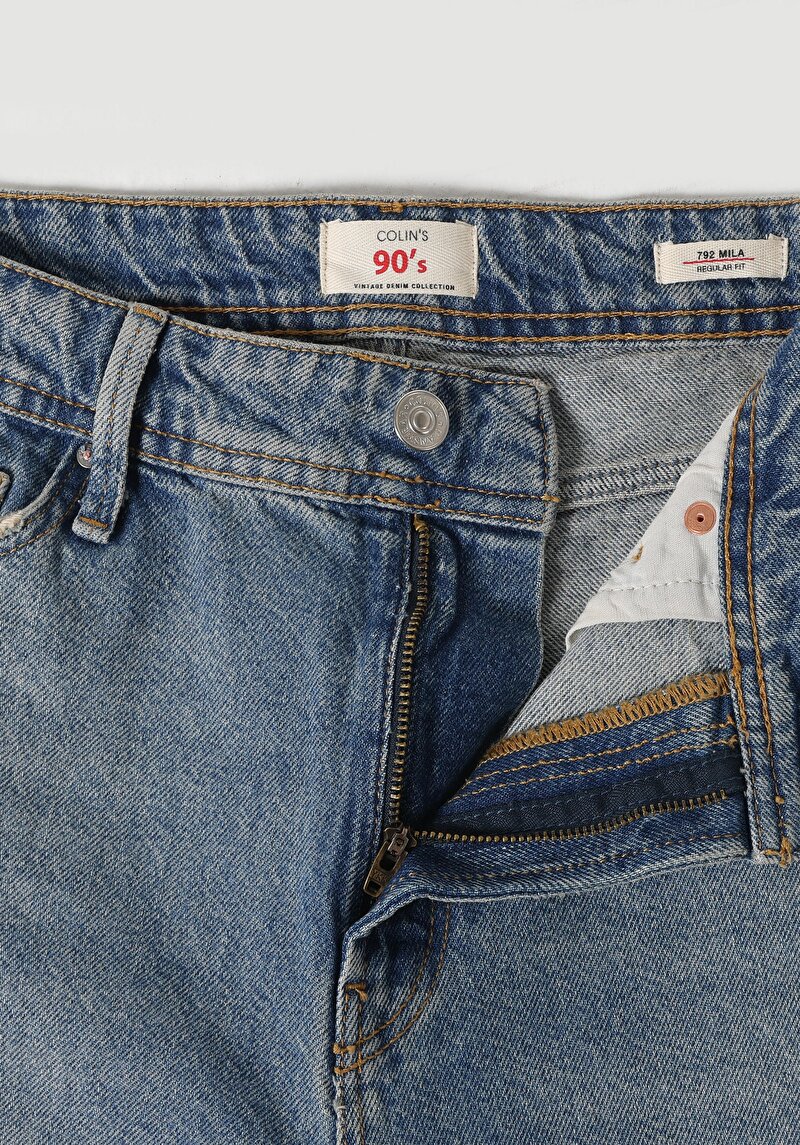 Afișați detalii pentru Regular Fit Talie Medie Slim Drept Picior Drept Blugi Indigo Pentru Femei