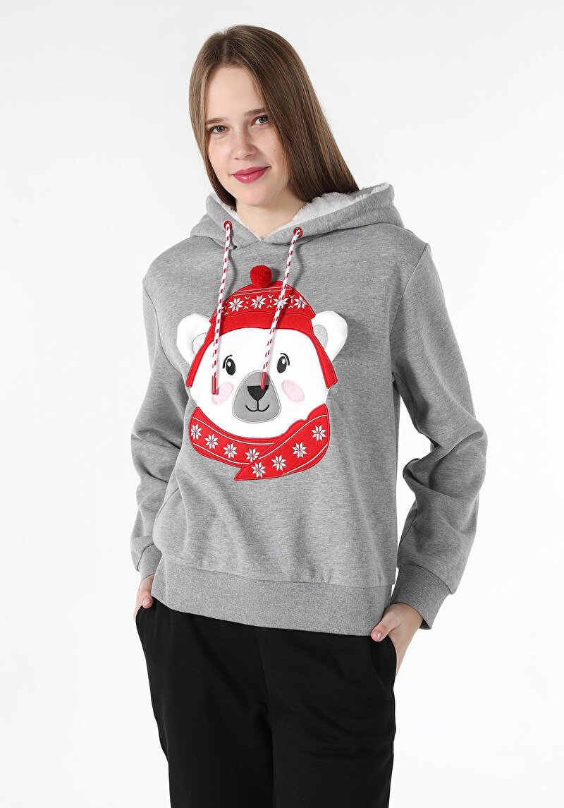 Imagine a Hanorac / Bluza De Dama Gri Regular Fit  Cl1061492