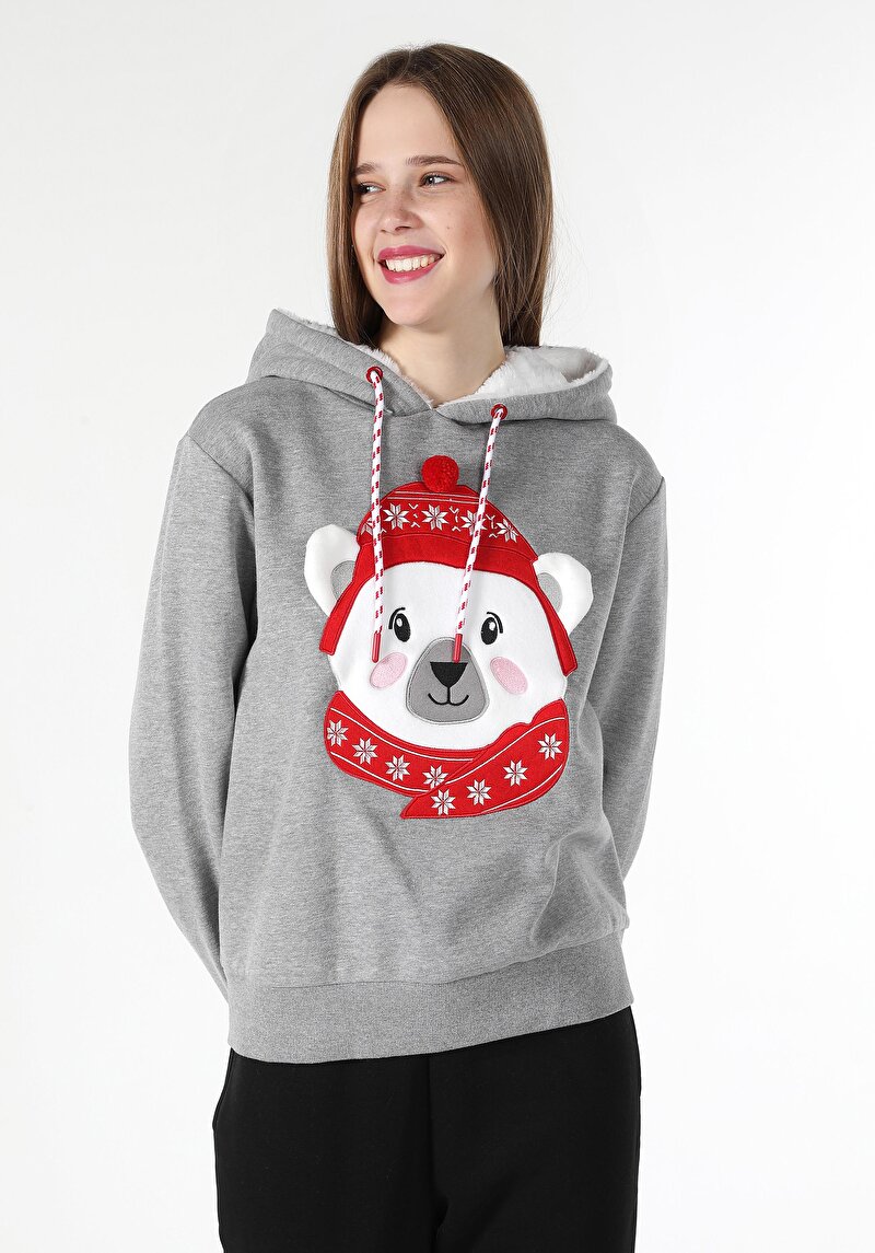 Imagine a Hanorac / Bluza De Dama Gri Regular Fit Cl1061492