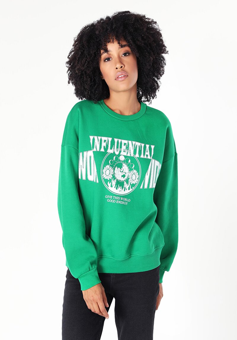 Imagine a Hanorac / Bluza De Dama Verde Comfort Fit  Cl1060209