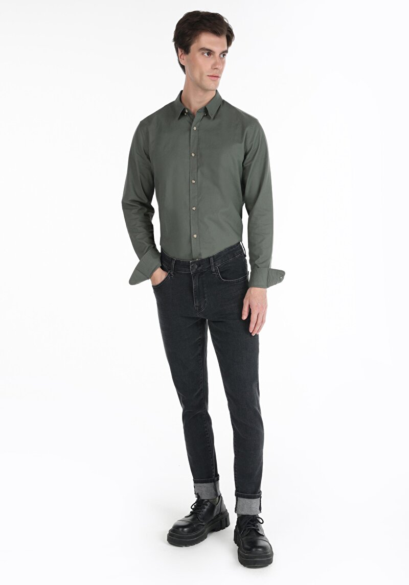 Imagine a Blugi Din Denim Pentru Bărbați Cu Talie Joasă Și Talie İngustă Slim Fit