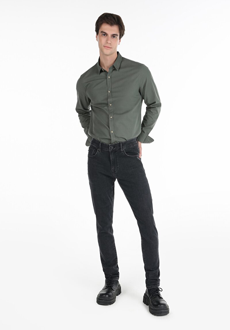 Imagine a Blugi Din Denim Pentru Bărbați Cu Talie Joasă Și Talie İngustă Slim Fit