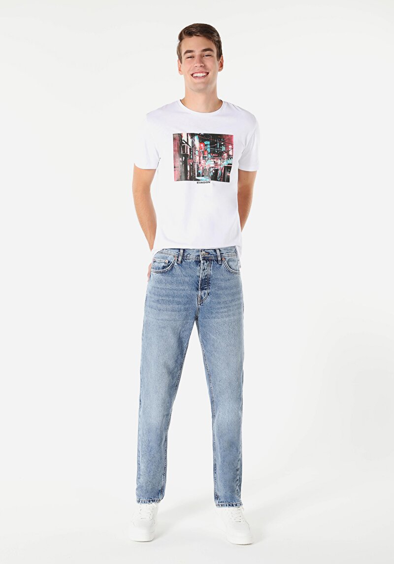 Imagine a Pantaloni De Barbati Albastru Straight Fit  Cl1061518