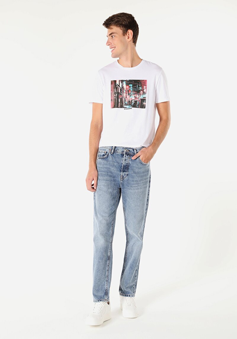 Afișați detalii pentru Pantaloni De Barbati Albastru Straight Fit  Cl1061518