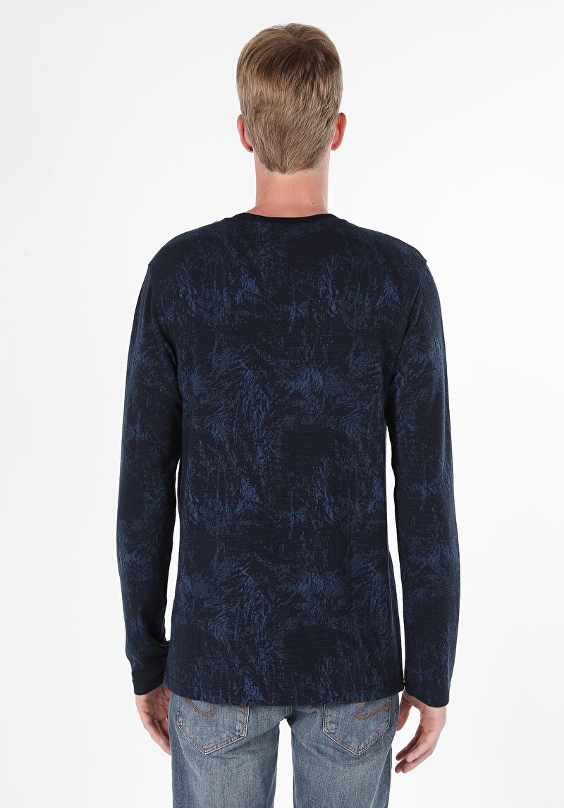 Afișați detalii pentru Tricou Cu Maneca Lunga De Barbati Albastru Marin Regular Fit  Cl1060214