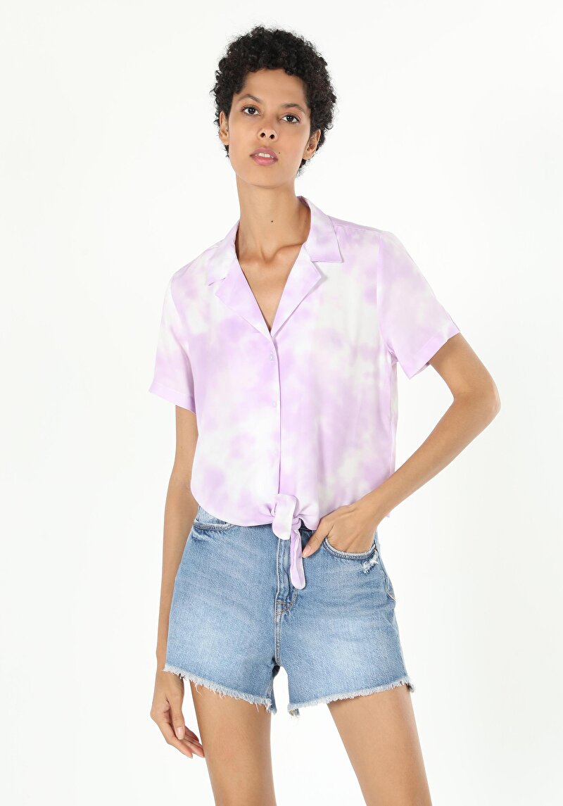 Imagine a Camasa Cu Maneca Scurta De Dama Mov Regular Fit Cl1058765