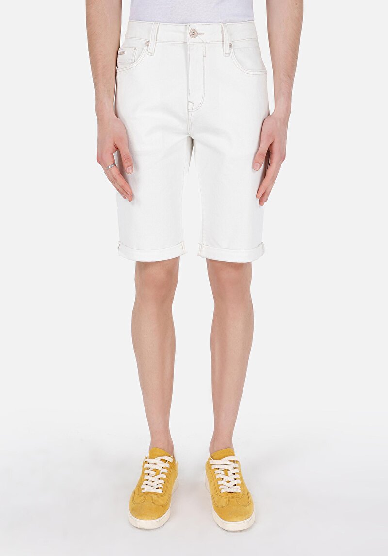 Imagine a Pantaloni Scurți De Blugi Bleumarin Pentru Bărbați Cu Talie İnferioară