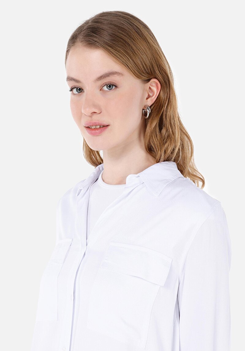 Imagine a Camasa Cu Maneca Lunga De Dama Alb Regular Fit Cl1053348