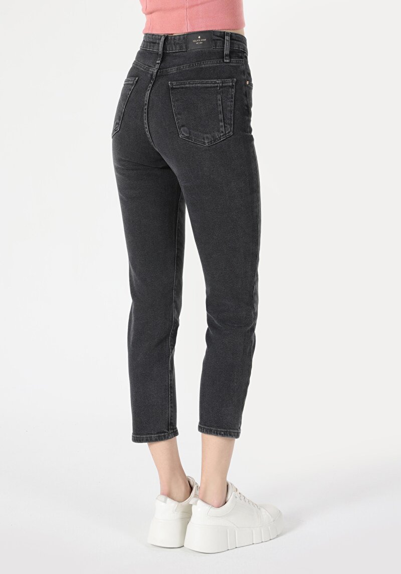 Afișați detalii pentru Slim Fit Talie Medie Picior Subțire Blugi Gri Pentru Femei