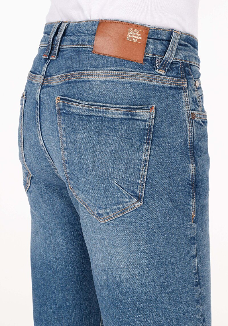 Afișați detalii pentru Slim Fit Talie Joasă Picior Îngust Blugi İndigo Pentru Bărbați