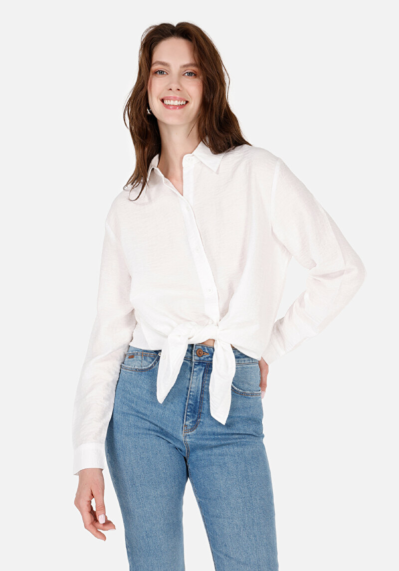 Imagine a Camasa Cu Maneca Lunga De Dama Alb Regular Fit  Cl1068059