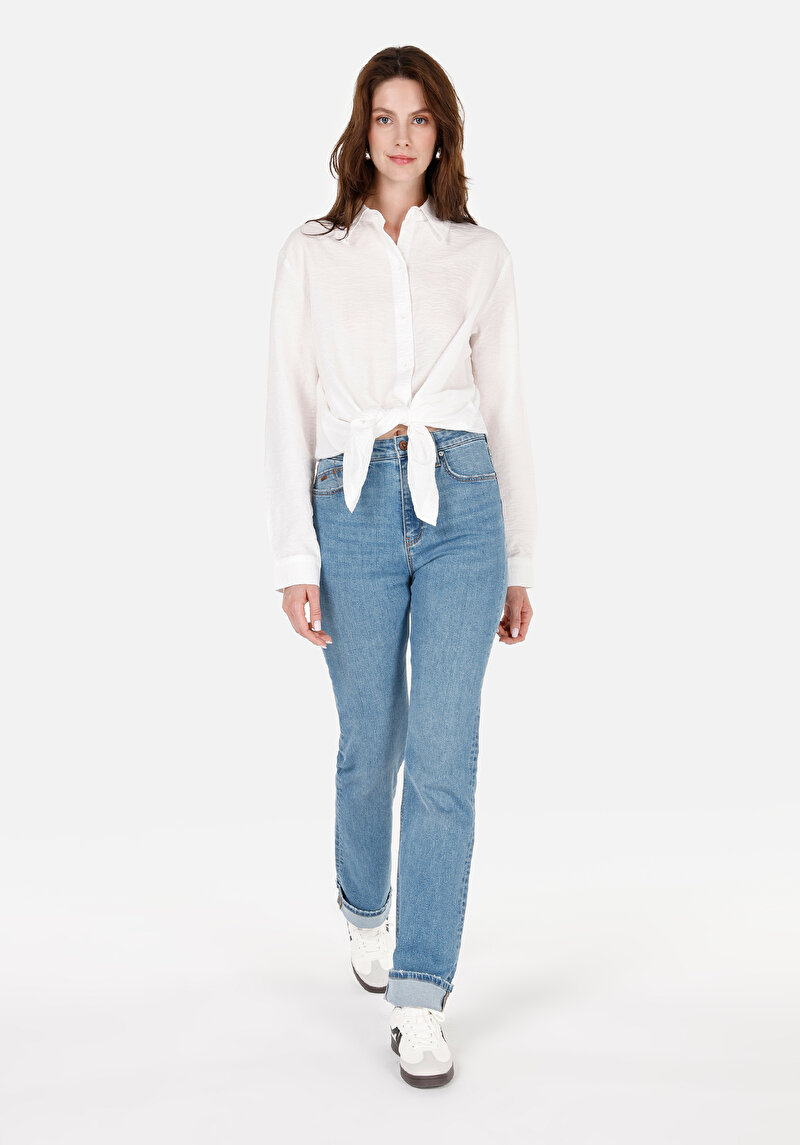 Imagine a Camasa Cu Maneca Lunga De Dama Alb Regular Fit Cl1068059