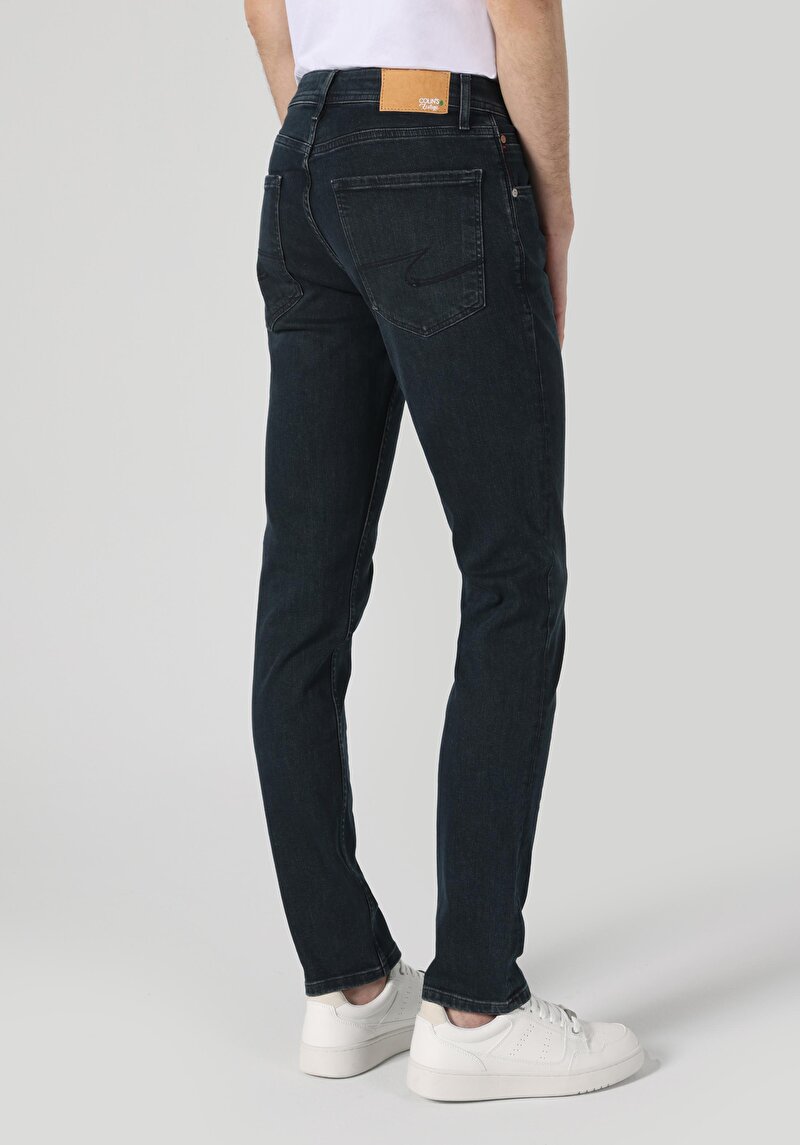 Afișați detalii pentru Drept Fit Talie Joasă Picior Drept Blugi İndigo Închis Pentru Bărbați