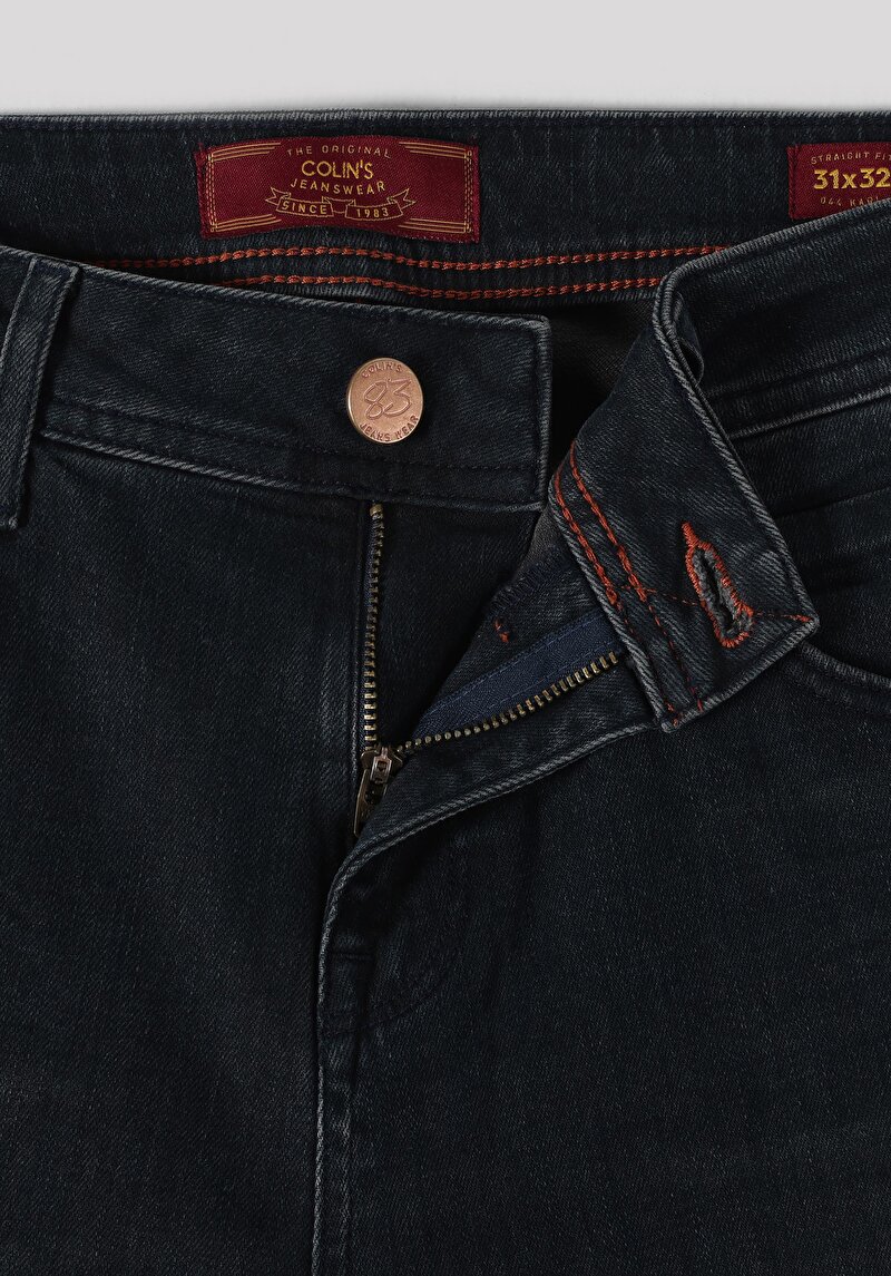 Afișați detalii pentru Drept Fit Talie Joasă Picior Drept Blugi İndigo Închis Pentru Bărbați