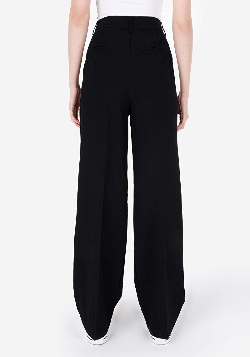 Imagine a Regular Fit Talie Înaltă Picior Larg Pantaloni Negri Pentru Femei