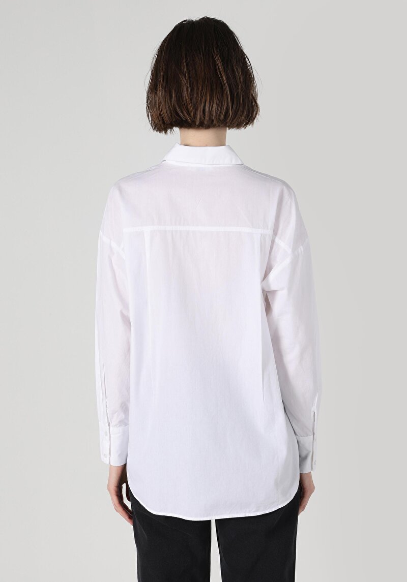 Imagine a Camasa Cu Maneca Lunga De Dama Alb Regular Fit Cl1060253