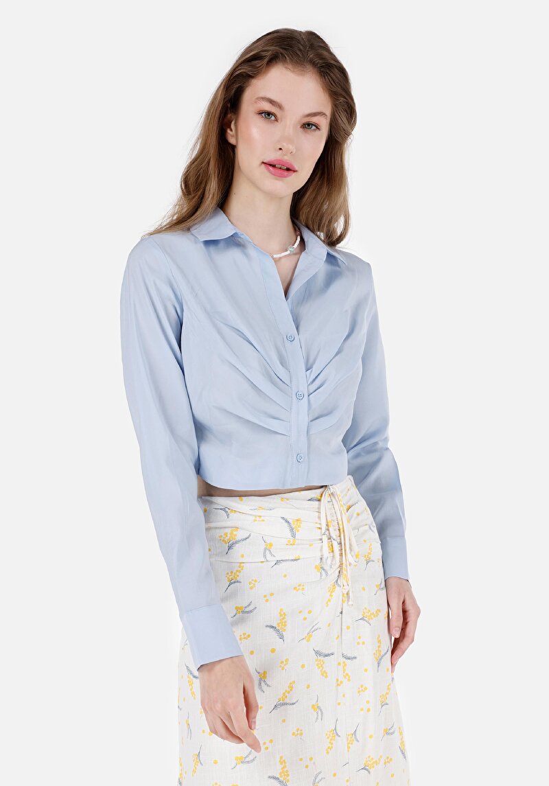 Imagine a Camasa Cu Maneca Lunga De Dama Albastru Regular Fit Cl1068074