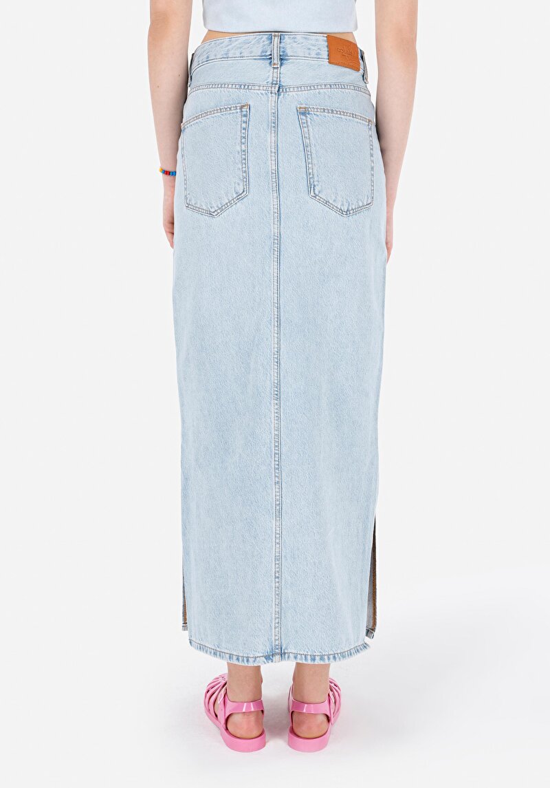 Afișați detalii pentru Slim Fit Drept Fermoar Fustă Albastră Pentru Femei