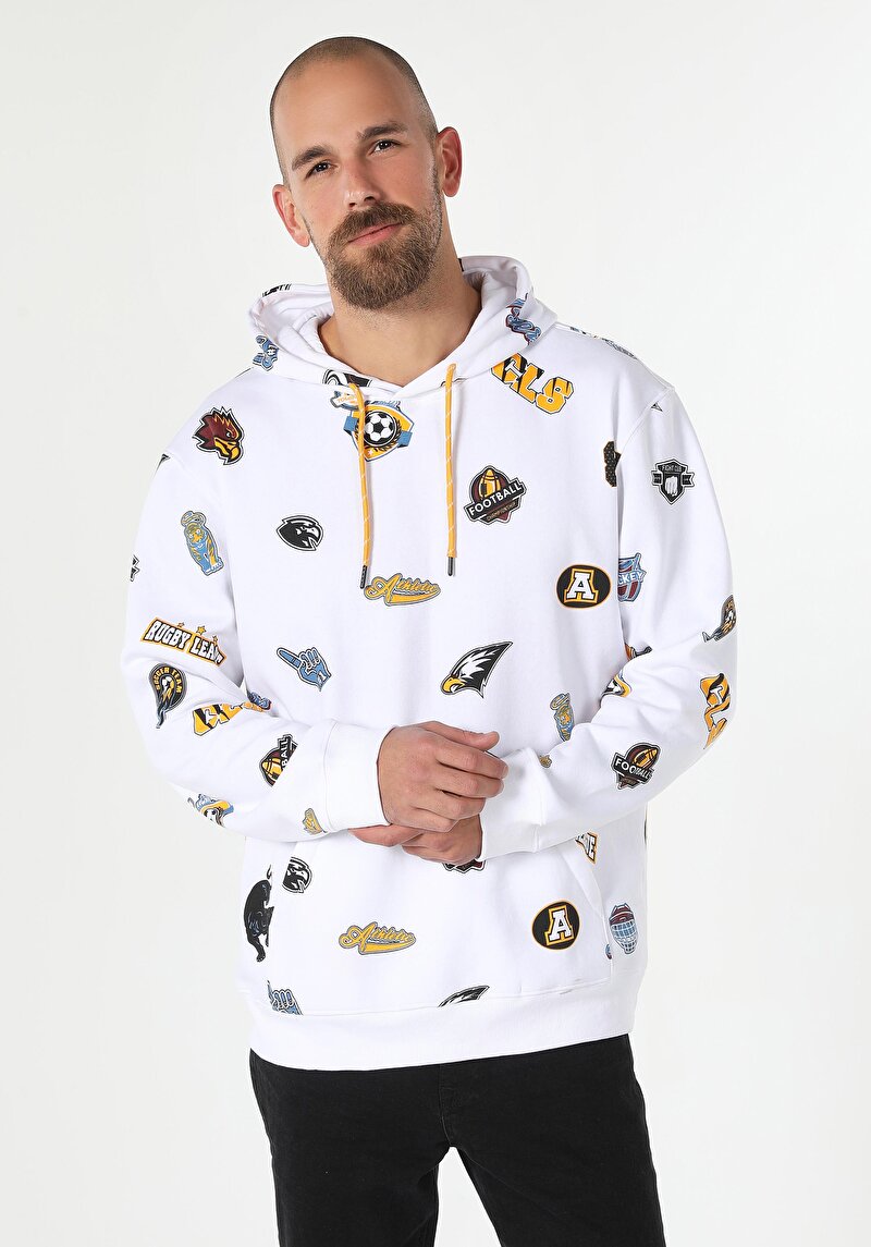 Imagine a Hanorac Alb Pentru Bărbați Comfort Fit