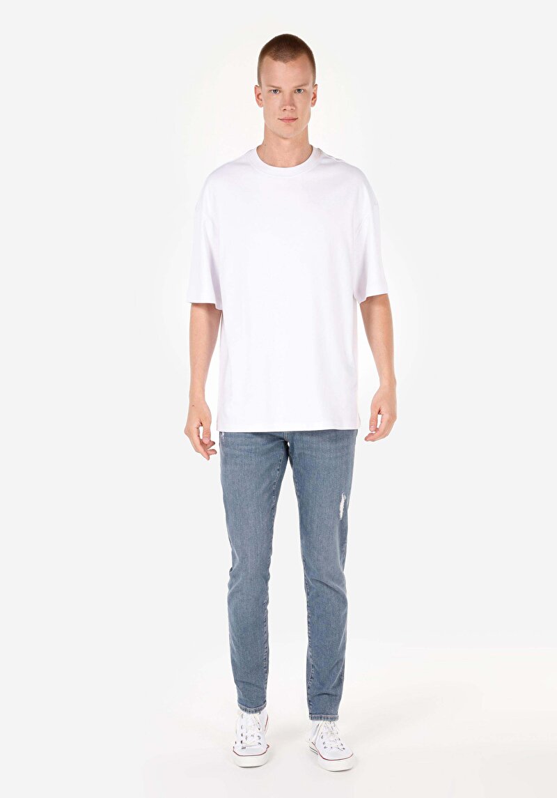 Imagine a Blugi Din Denim Pentru Bărbați Cu Talie Joasă Și Talie İngustă Slim Fit