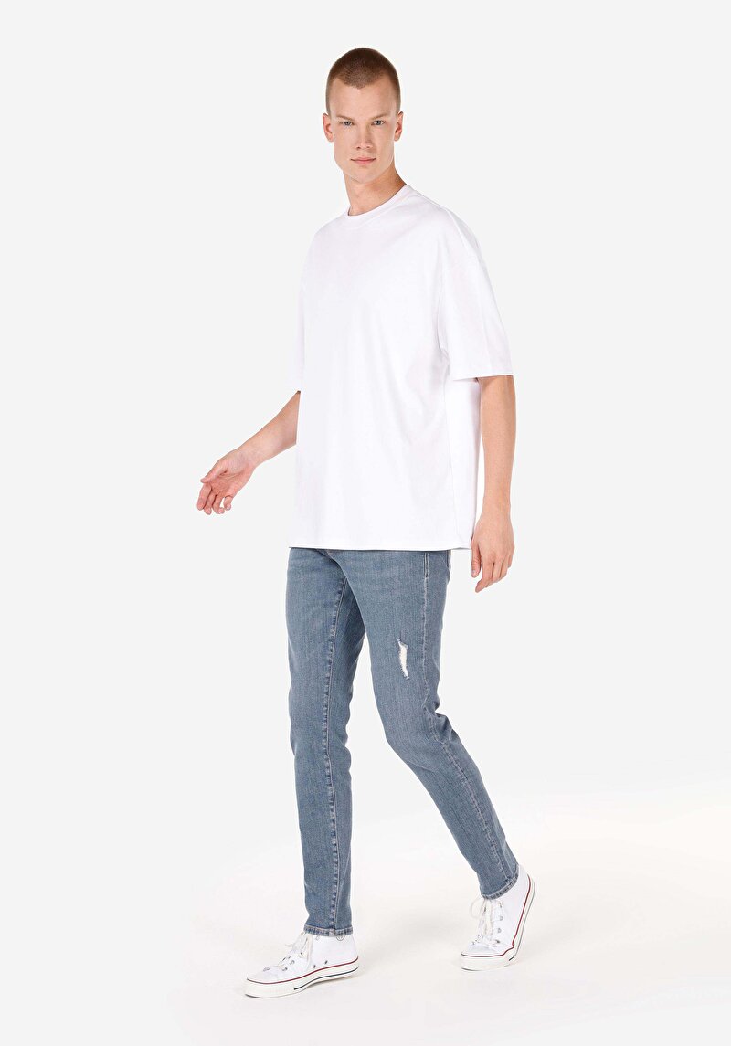 Imagine a Blugi Din Denim Pentru Bărbați Cu Talie Joasă Și Talie İngustă Slim Fit