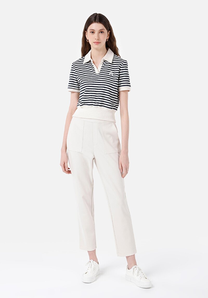 Imagine a Regular Fit Talie Medie Drept Pantaloni De Trening Ecru Pentru Femei