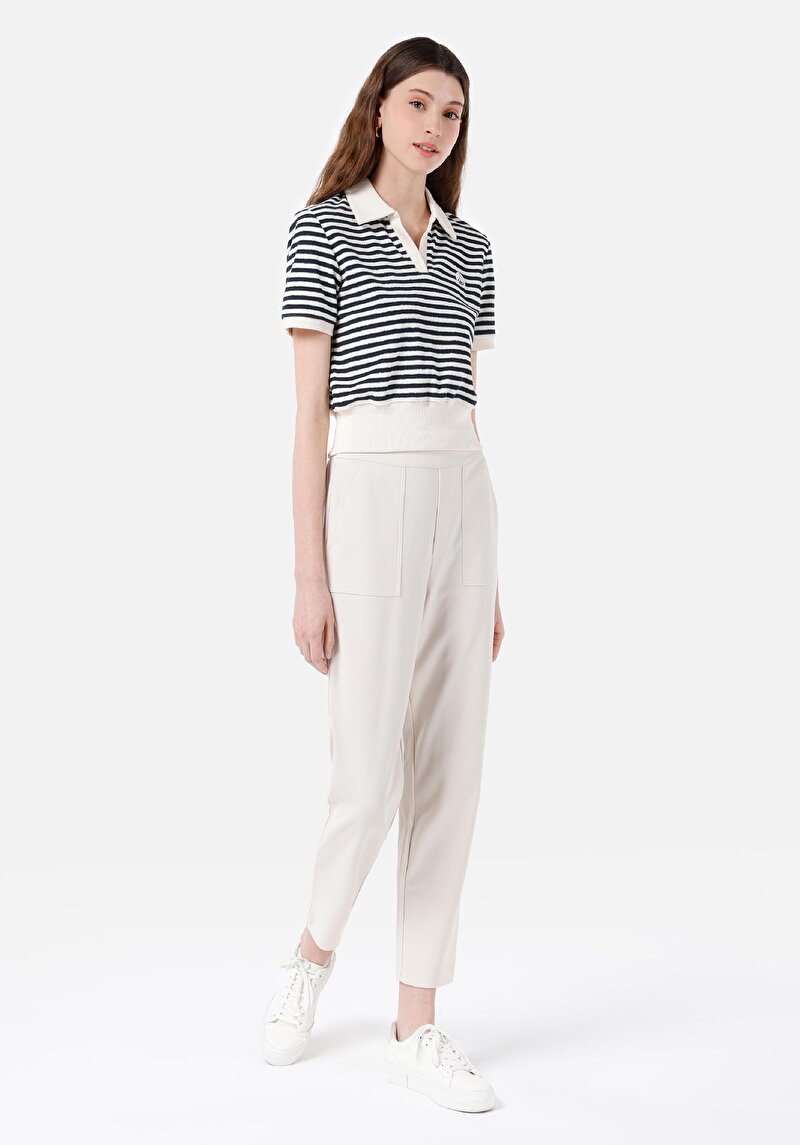 Afișați detalii pentru Regular Fit Talie Medie Drept Pantaloni De Trening Ecru Pentru Femei