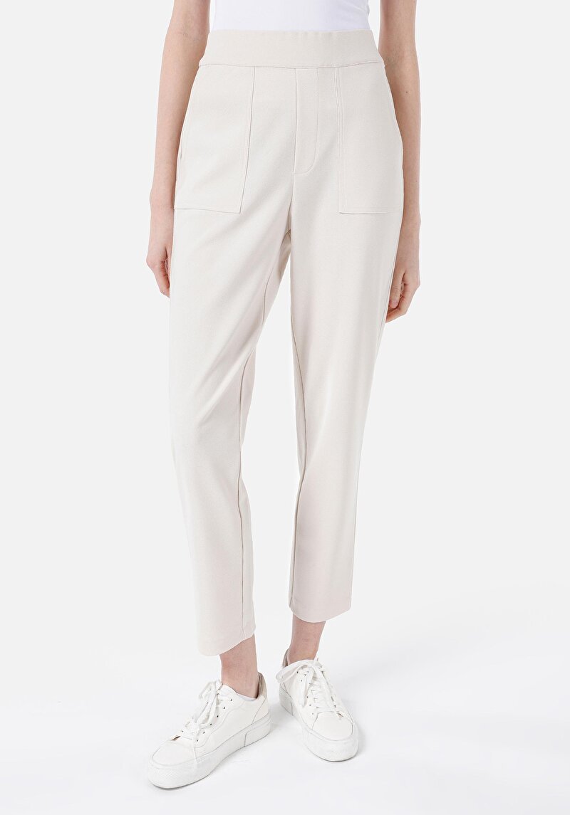 Imagine a Regular Fit Talie Medie Drept Pantaloni De Trening Ecru Pentru Femei