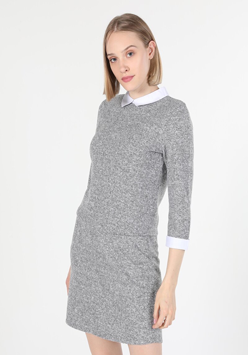 Afișați detalii pentru Tricou Cu Maneca Lunga De Dama Gri   Cl1060274