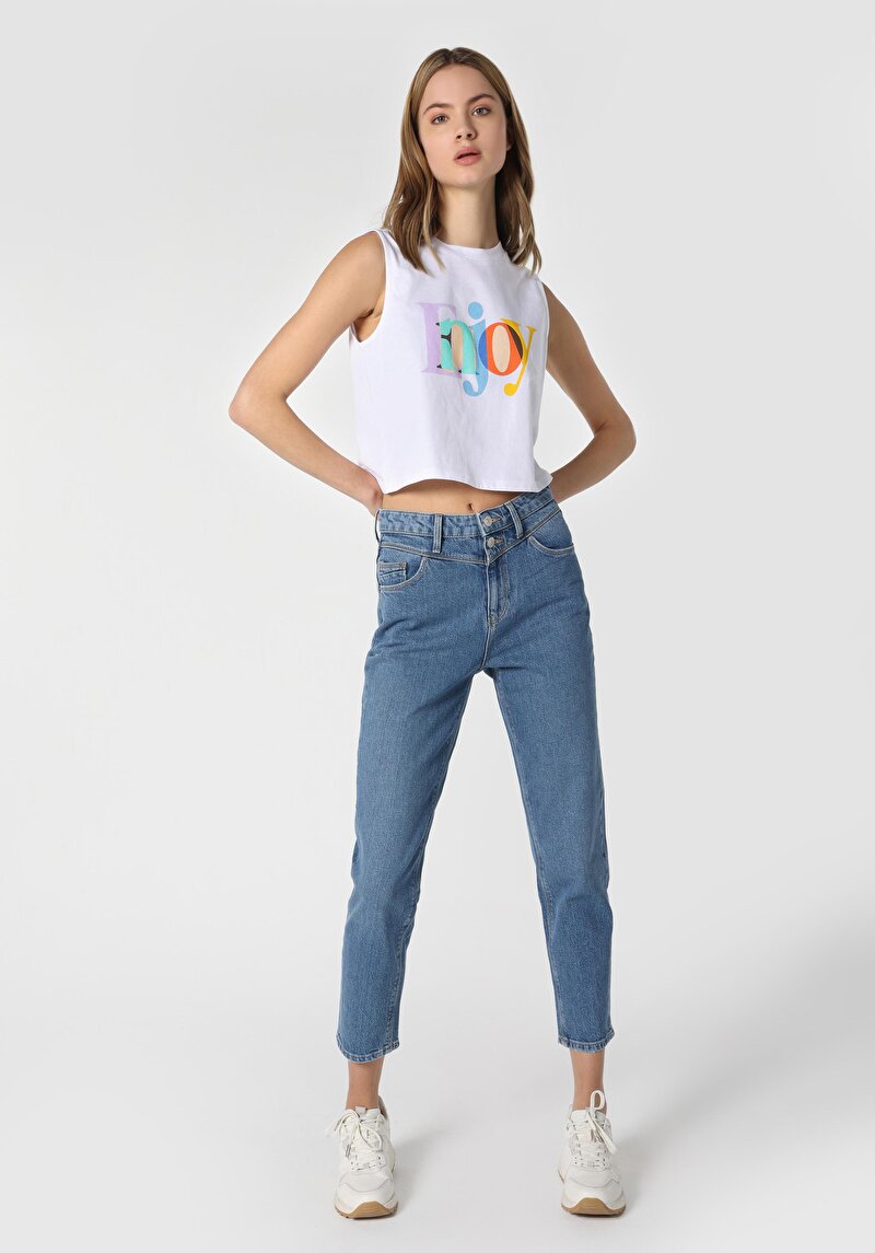 Imagine a Pantaloni De Dama Albastru Mom Fit 896  Maria Cl1063499