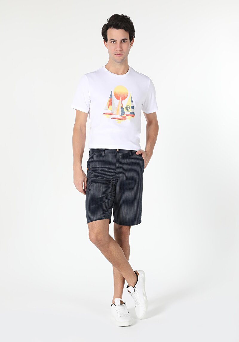 Afișați detalii pentru Short / Pantaloni Scurti De Barbati Albastru Marin Regular Fit  Cl1054471