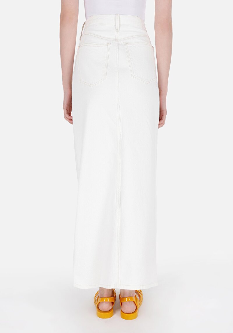 Imagine a Fustă Albă Pentru Femei Cu Fermoar Drept Slim Fit