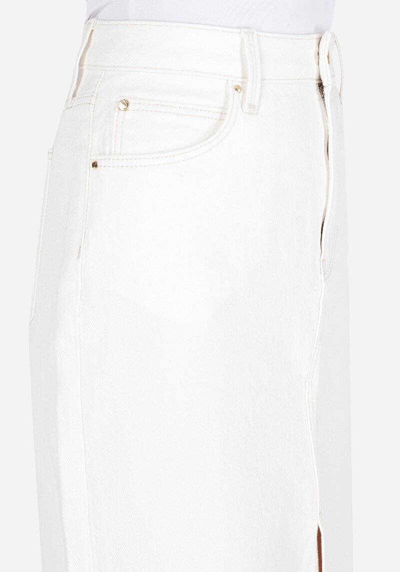 Afișați detalii pentru Fustă Albă Pentru Femei Cu Fermoar Drept Slim Fit