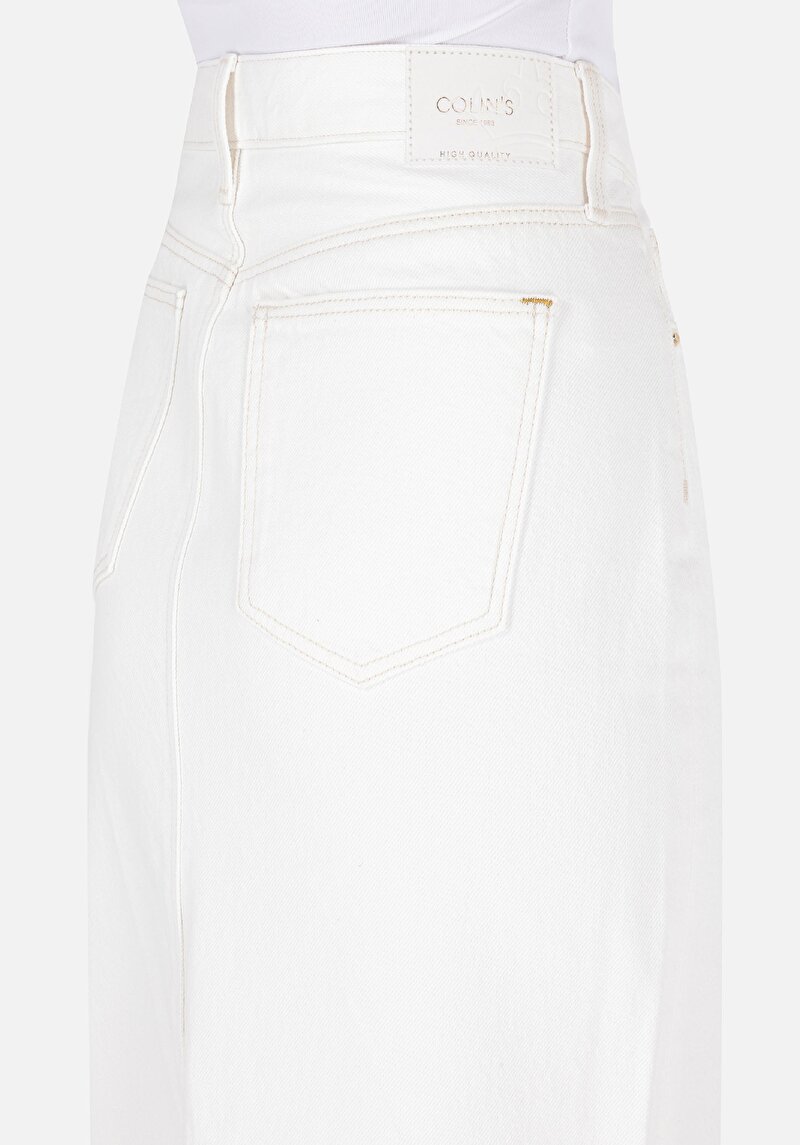 Afișați detalii pentru Fustă Albă Pentru Femei Cu Fermoar Drept Slim Fit