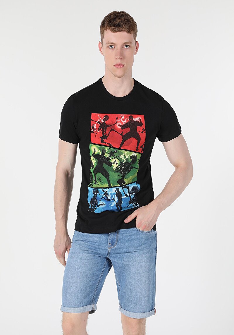 Imagine a Tricou Cu Maneca Scurta De Barbati Negru Regular Fit  Cl1058876