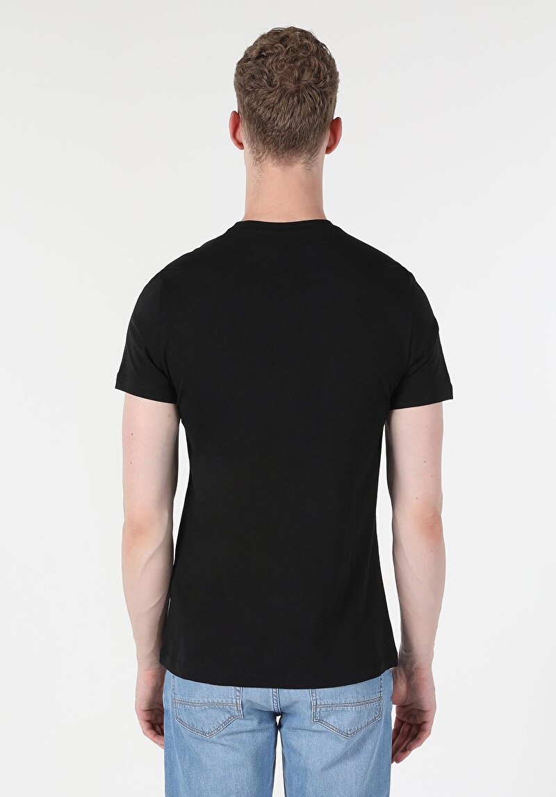 Afișați detalii pentru Tricou Cu Maneca Scurta De Barbati Negru Regular Fit  Cl1058876