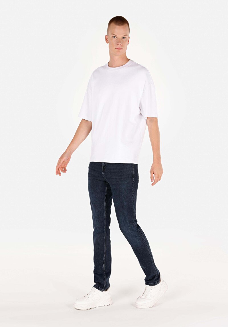 Afișați detalii pentru Blugi İndigo Pentru Bărbați Cu Talie Dreaptă Cu Talie Dreaptă