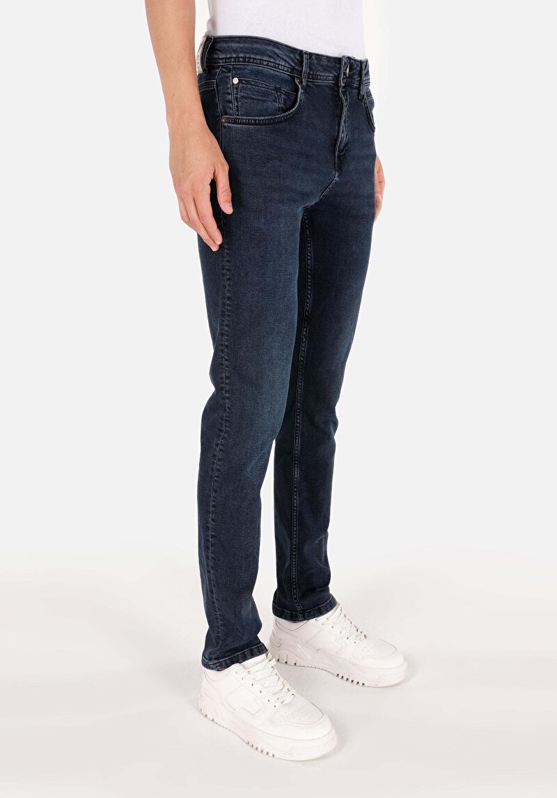 Imagine a Blugi İndigo Pentru Bărbați Cu Talie Dreaptă Cu Talie Dreaptă