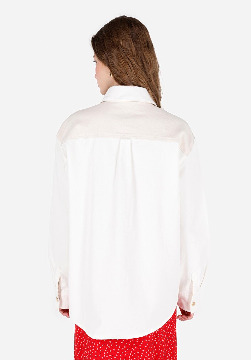 Imagine a Regular Fit Classic Size Cămașă Albă Cu Mânecă Lungă Pentru Femei