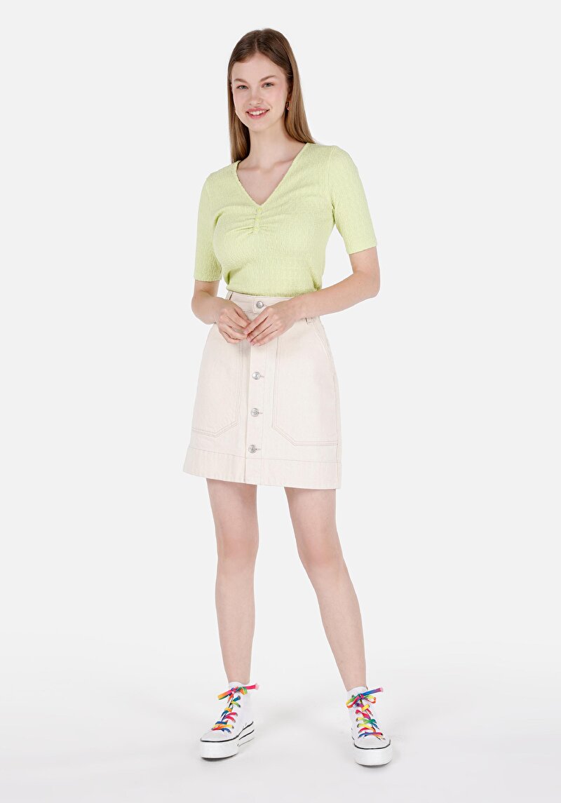 Imagine a Fusta Albastră Pentru Femei Slim Fit