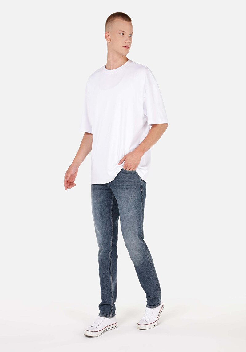 Afișați detalii pentru Pantaloni De Barbati Albastru Straight Fit 044 Karl Cl1070562