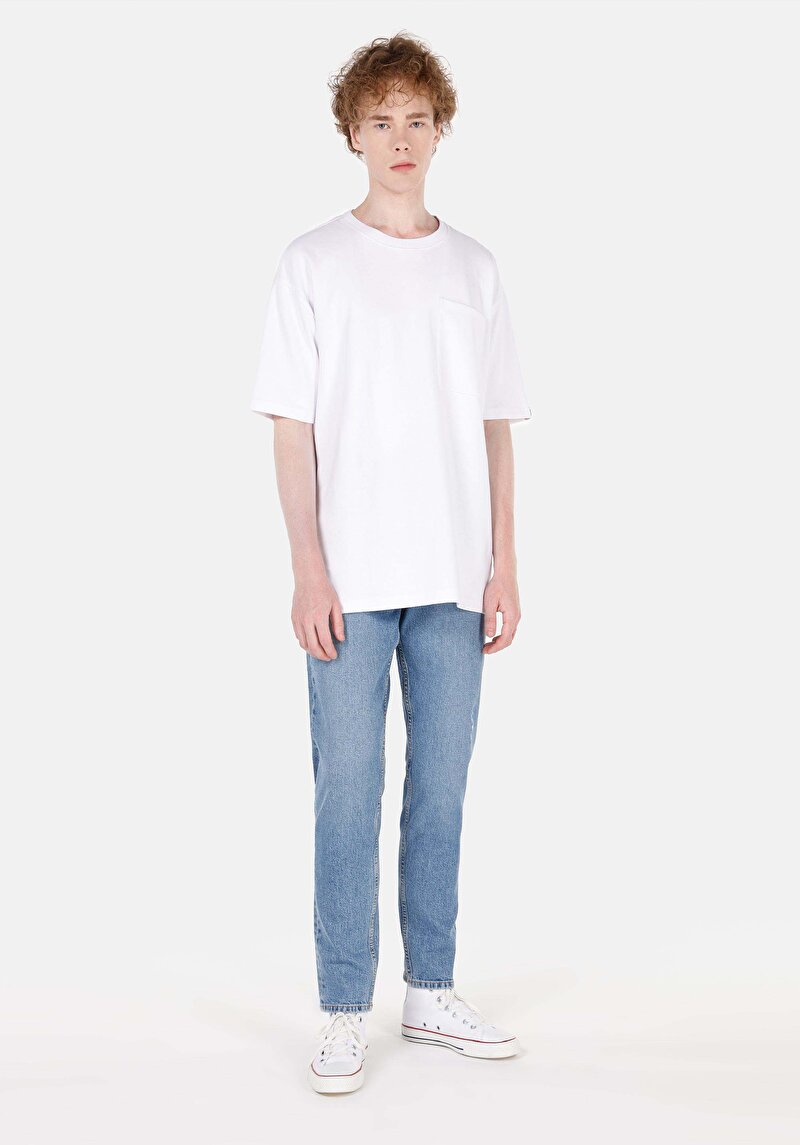 Imagine a Regular Fit Mid Waist Slim Leg Blugi İndigo Pentru Bărbați