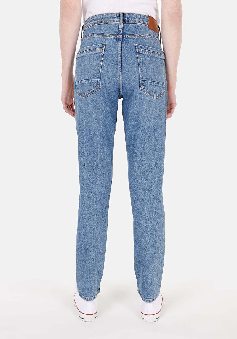 Imagine a Regular Fit Mid Waist Slim Leg Blugi İndigo Pentru Bărbați