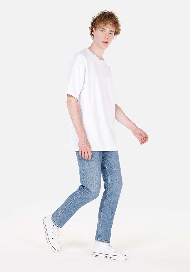 Imagine a Regular Fit Mid Waist Slim Leg Blugi İndigo Pentru Bărbați