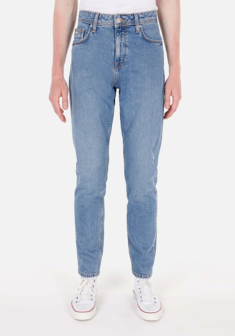 Imagine a Regular Fit Mid Waist Slim Leg Blugi İndigo Pentru Bărbați