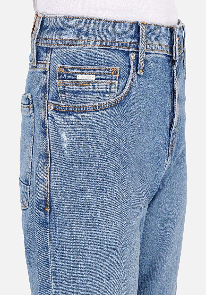 Afișați detalii pentru Regular Fit Mid Waist Slim Leg Blugi İndigo Pentru Bărbați