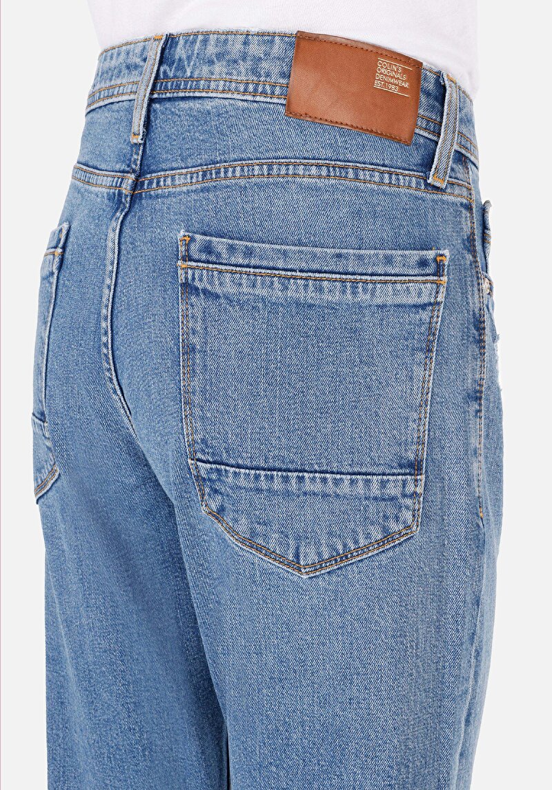 Afișați detalii pentru Regular Fit Mid Waist Slim Leg Blugi İndigo Pentru Bărbați